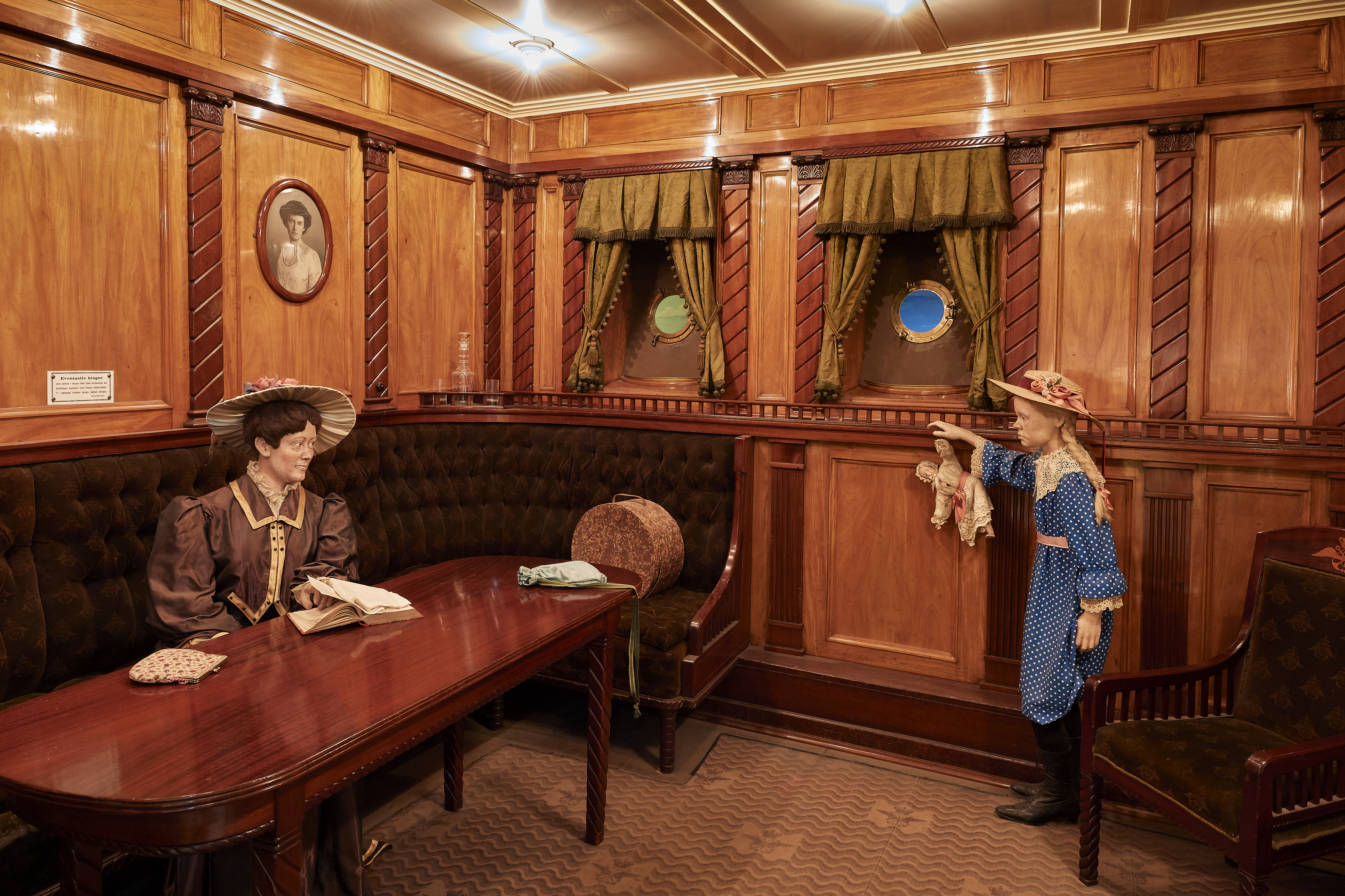 A recreated First Class saloon on a ferry in the early part of train ferry history 